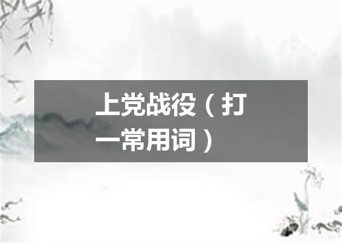 上党战役（打一常用词）