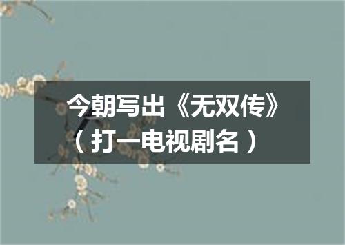 今朝写出《无双传》（打一电视剧名）