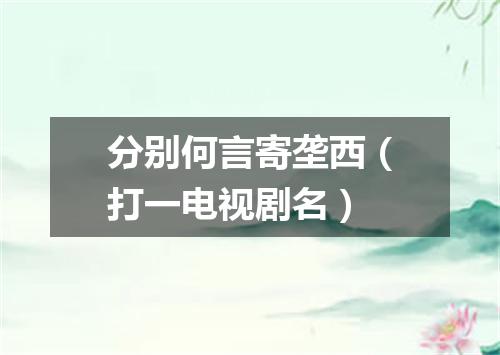 分别何言寄垄西（打一电视剧名）