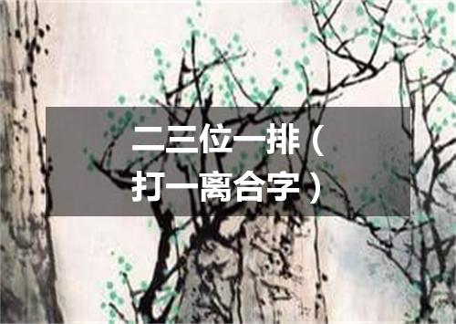 二三位一排（打一离合字）