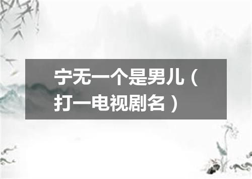宁无一个是男儿（打一电视剧名）