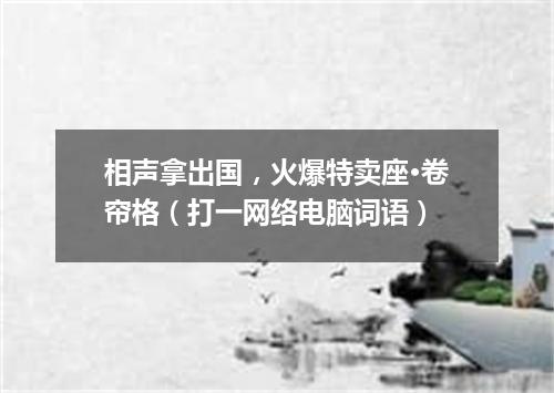 相声拿出国，火爆特卖座·卷帘格（打一网络电脑词语）