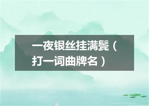 一夜银丝挂满鬓（打一词曲牌名）