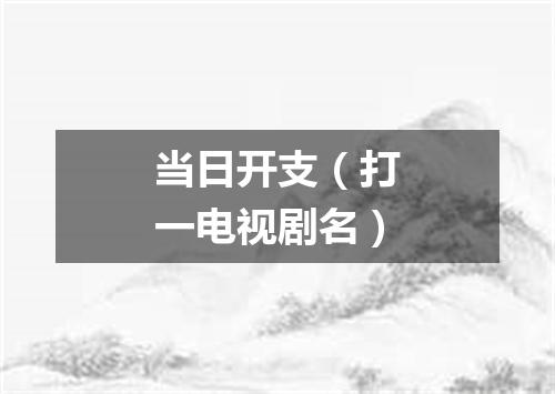 当日开支（打一电视剧名）