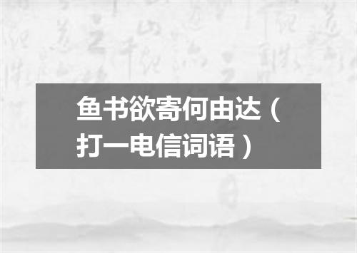鱼书欲寄何由达（打一电信词语）