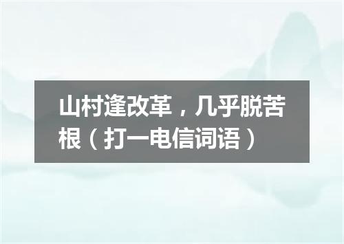山村逢改革，几乎脱苦根（打一电信词语）