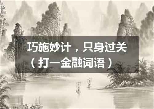 巧施妙计，只身过关（打一金融词语）
