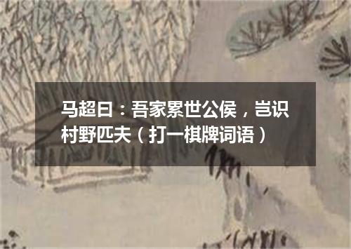 马超曰：吾家累世公侯，岂识村野匹夫（打一棋牌词语）