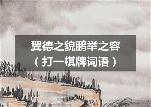 翼德之貌鹏举之容（打一棋牌词语）