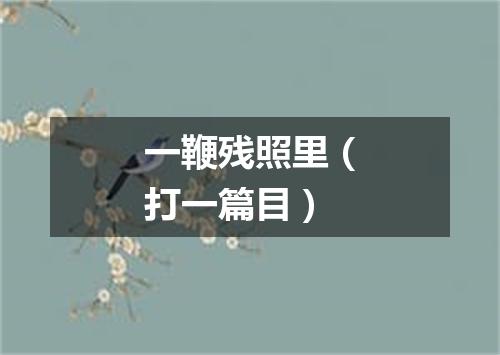 一鞭残照里（打一篇目）