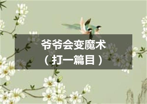 爷爷会变魔术（打一篇目）