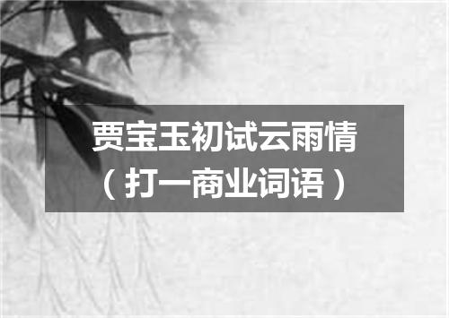 贾宝玉初试云雨情（打一商业词语）