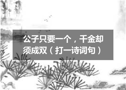 公子只要一个，千金却须成双（打一诗词句）