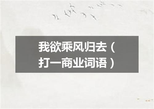 我欲乘风归去（打一商业词语）