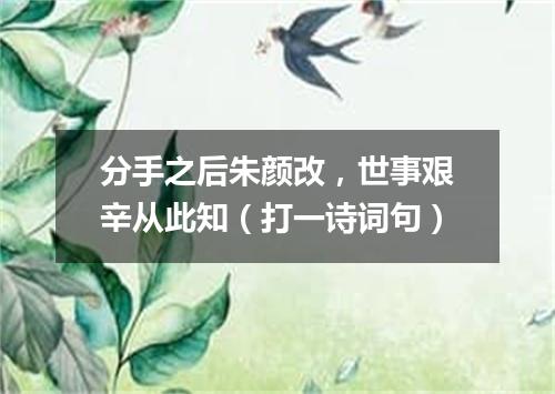 分手之后朱颜改，世事艰辛从此知（打一诗词句）