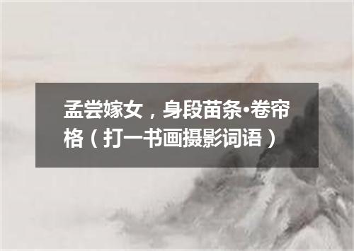 孟尝嫁女，身段苗条·卷帘格（打一书画摄影词语）