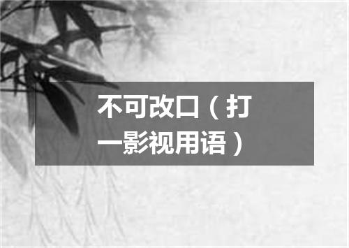 不可改口（打一影视用语）
