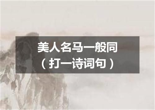 美人名马一般同（打一诗词句）