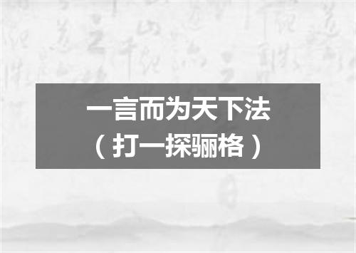 一言而为天下法（打一探骊格）