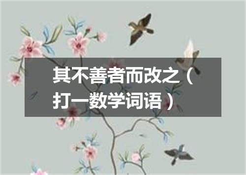 其不善者而改之（打一数学词语）