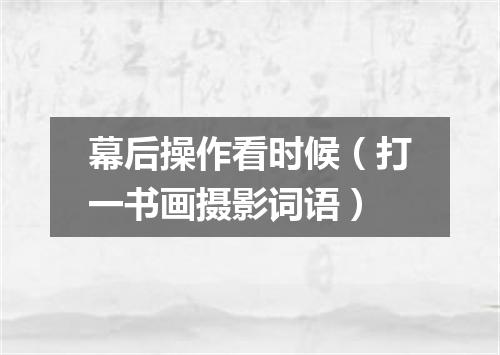 幕后操作看时候（打一书画摄影词语）