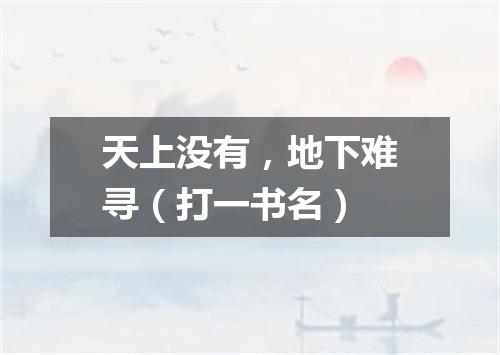 天上没有，地下难寻（打一书名）