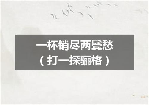 一杯销尽两鬓愁（打一探骊格）