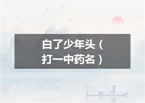 白了少年头（打一中药名）