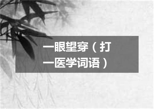 一眼望穿（打一医学词语）