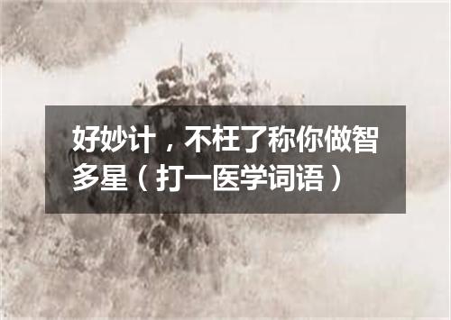 好妙计，不枉了称你做智多星（打一医学词语）