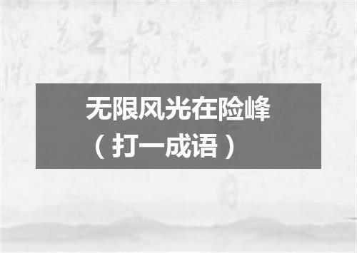 无限风光在险峰（打一成语）