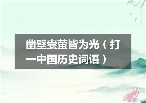 凿壁囊萤皆为光（打一中国历史词语）