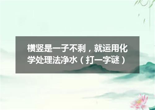 横竖是一子不剩，就运用化学处理法净水（打一字谜）