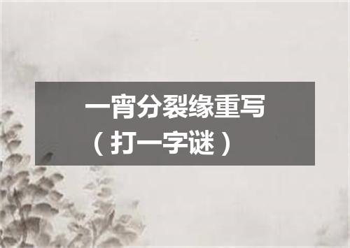 一宵分裂缘重写（打一字谜）