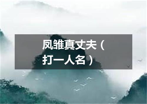 凤雏真丈夫（打一人名）