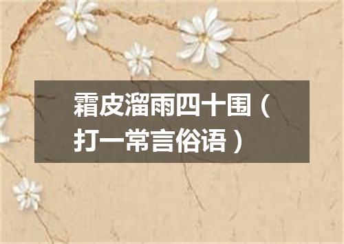 霜皮溜雨四十围（打一常言俗语）