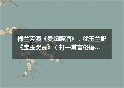 梅兰芳演《贵妃醉酒》，徐玉兰唱《宝玉哭灵》（打一常言俗语）