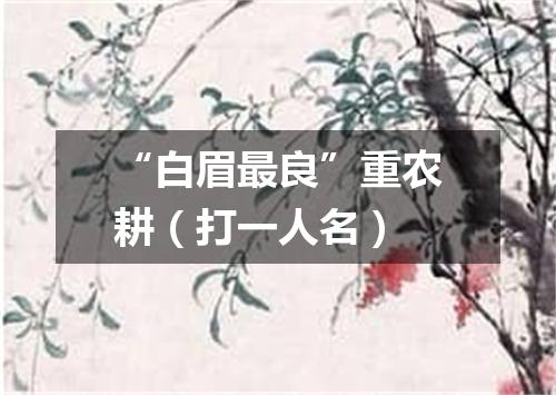 “白眉最良”重农耕（打一人名）