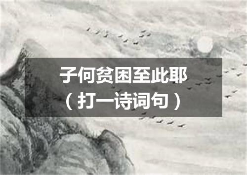 子何贫困至此耶（打一诗词句）
