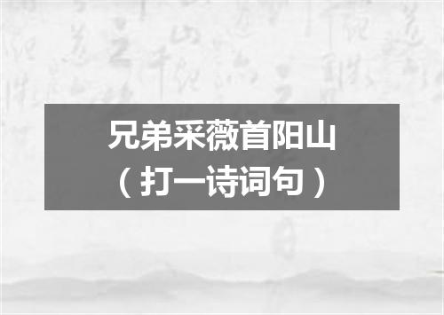 兄弟采薇首阳山（打一诗词句）