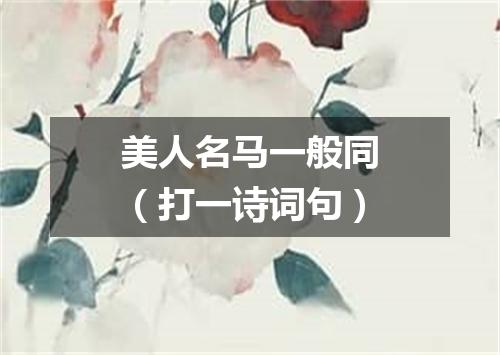 美人名马一般同（打一诗词句）