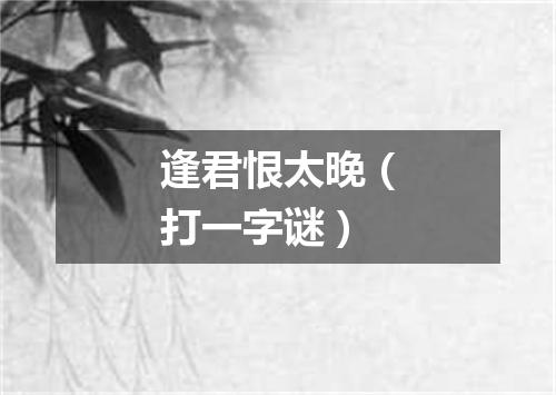 逢君恨太晚（打一字谜）