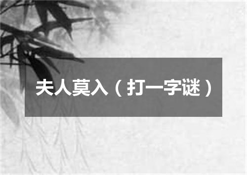 夫人莫入（打一字谜）