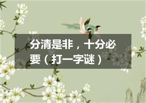 分清是非，十分必要（打一字谜）
