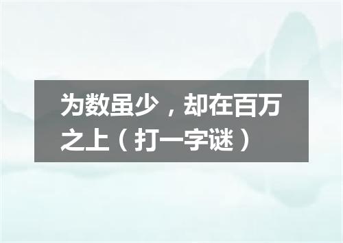 为数虽少，却在百万之上（打一字谜）