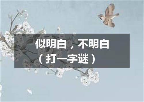 似明白，不明白（打一字谜）