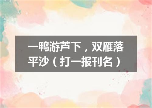一鸭游芦下，双雁落平沙（打一报刊名）