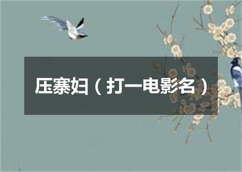 压寨妇（打一电影名）