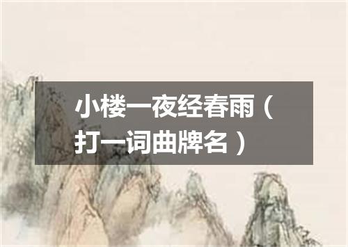 小楼一夜经春雨（打一词曲牌名）