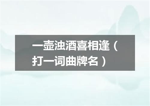 一壶浊酒喜相逢（打一词曲牌名）